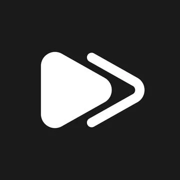 Fast forward button dark mode glyph ui icon Illustrazione stock