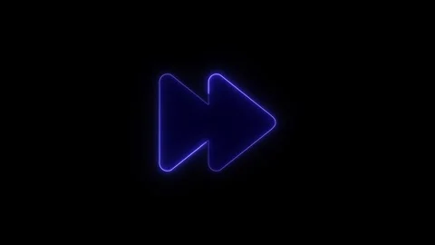 Fast forward button glowing blue neon icon animation on black background, d.. Stock Footage 345549797