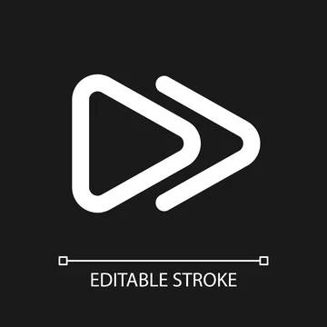 Fast forward button pixel perfect white linear ui icon for dark theme Stock Illustration