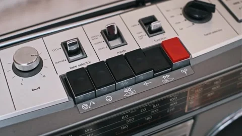 Fast Forward Button Press on Retro Vintage Tape Deck Video stock 303894782