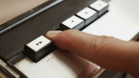 Fast forward button pressed with finger 4K slow-mo footage Video stock 140691732