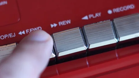 Fast Forward Button on the Tape Recorder Stock Footage 87056659