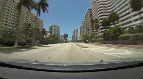 Fast forward car drive in Miami Stock Footage 46398404
