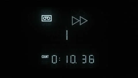 Fast Forward Counter on VCR Timecode, VHS player, Retro Led Indicator Stock Footage