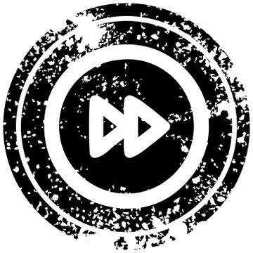Fast forward distressed icon Stock Illustration