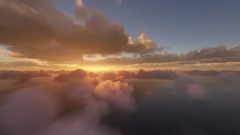 Fast Forward fly through clouds over the ocean. Cloud Timelapse Stock Footage