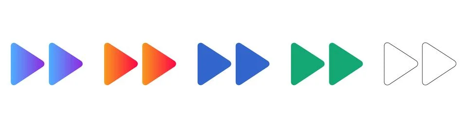 Fast Forward Media Control Icon Set Stock Illustration
