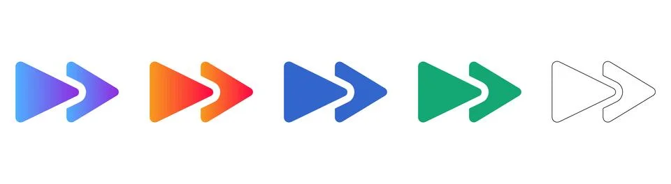 Fast Forward Media Control Icons Set Stock-Illustration