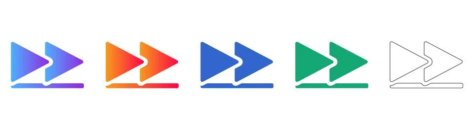 Fast Forward Media Playback Icon Set Stock Illustration