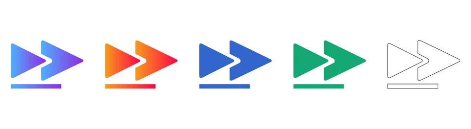 Fast Forward Media Player Action Icon Set Stock Illustration