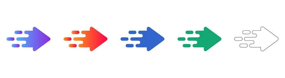 Fast Forward Motion Arrow Icon Set Stock Illustration