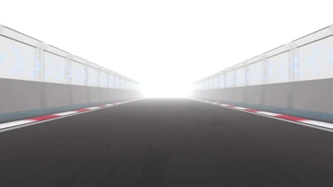 Fast forward motion on empty race track with bright light ahead Stock Footage 327249594