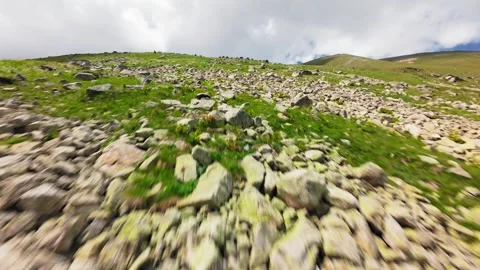 Fast forward motion over a rocky mountain slope Stock Footage 343936940