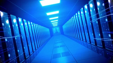 Fast Forward Motion through Server Racks, Blue Filter Vídeos de archivo 329167900