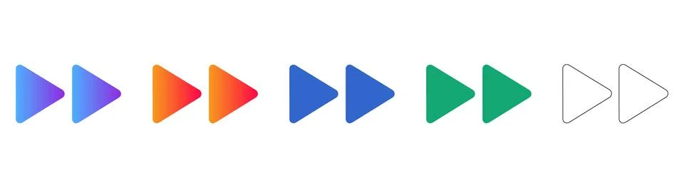 Fast Forward Playback Icon Set Stock Illustration
