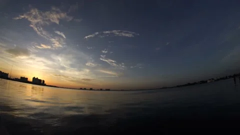 Fast forward summer waters during sunset in Miami Beach 스톡 동영상 135297392