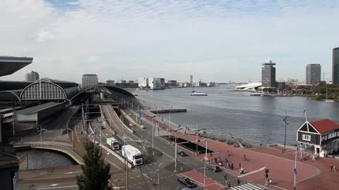Fast Forward Traffic Amsterdam IJ Stock-Footage 254396315