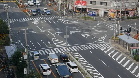 Fast forwarded footage of top view Nishinari-ku street, Osaka, Japan. Stock Footage 99585435