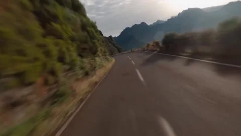Fast fpv drone flight over the highway Stock Footage 168617556