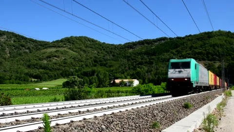 Fast freight cargo train Stock Footage 135453537