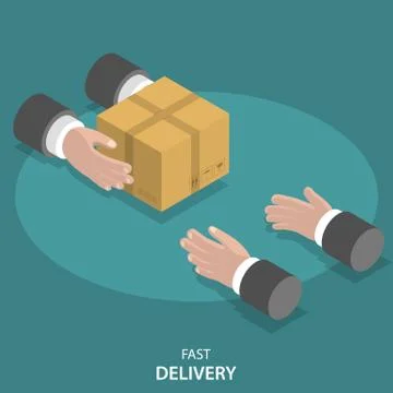 Fast goods delivery flat vector concept. Stock Illustration