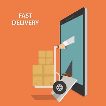 Fast Goods Delivery Isometric Vector Illustraion Stock Illustration