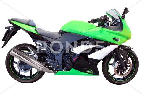 Fast green motorcycle isolated .jpg Stock Photos