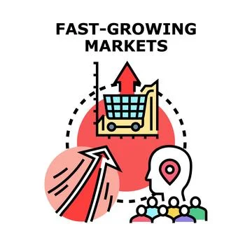 Fast growing markets concept with chart and consumer Stock Illustration