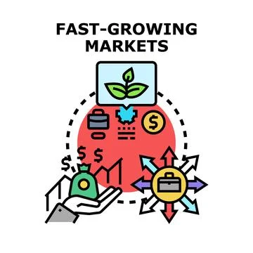 Fast growing markets developing business investment opportunity Illustrazione stock