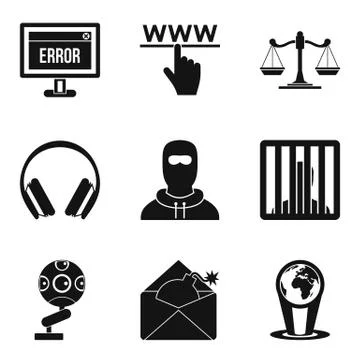 Fast hack icons set, simple style Illustrazione stock