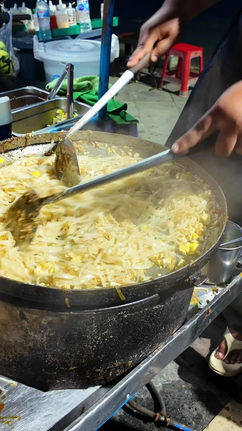 Fast Hand Stir Frying Pad Thai Street Food Stock Footage 324804205