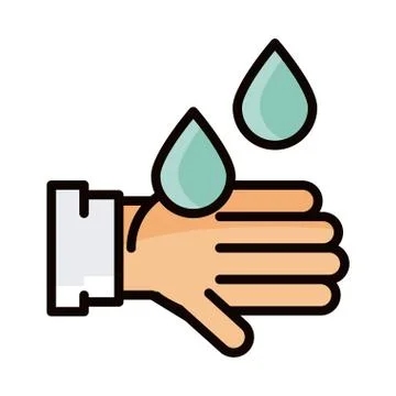 Fast hand with water eid mubarak islamic religious celebration line and fill Stock Illustration