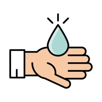 Fast hand with water eid mubarak islamic religious celebration line and fill Stock Illustration