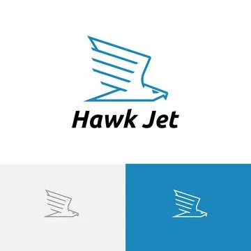 Fast Hawk Jet Eagle Falcon Flying Bird Monoline Logo Template Stock Illustration