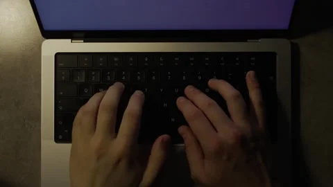 Fast High-Angle Typing on a Laptop – Close-Up Office Clip Stock Footage 308648102