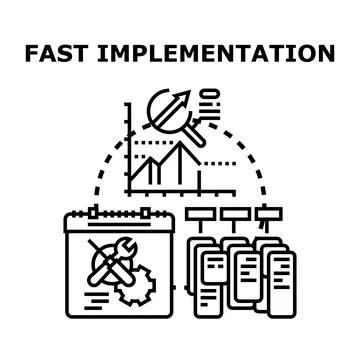 Fast implementation process planning and data analysis Stock Illustration