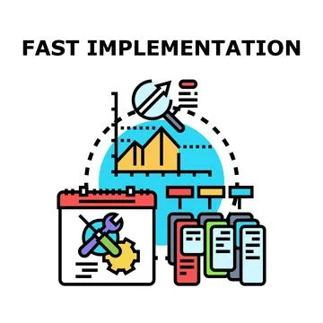 Fast implementation process planning and data analysis Stock Illustration