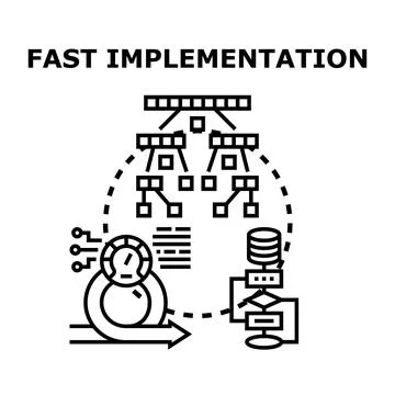 Fast implementation of software development processes and data management Stock Illustration