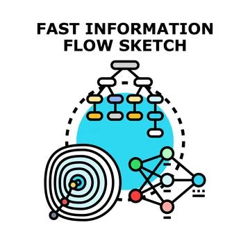Fast information flow sketch concept illustration Stock Illustration
