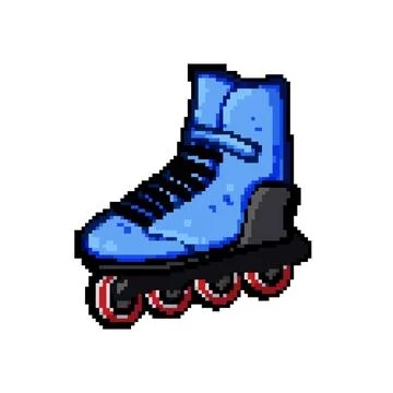 Fast inline skates pixel art vector illustration Stock Illustration