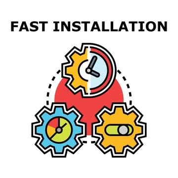 Fast installation process with efficient gears and clock symbol Stock Illustration