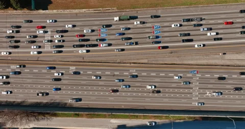 Fast intense road traffic with different types of transport. Atlanta Georgia Stock Footage 261846262