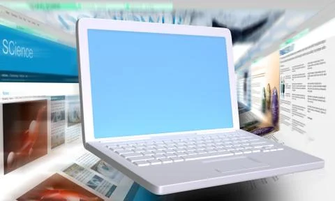 Fast internet browsers and a white laptop 스톡 일러스트