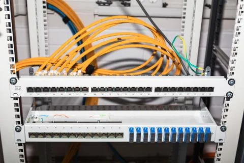 Fast internet connection cables Stock Photos