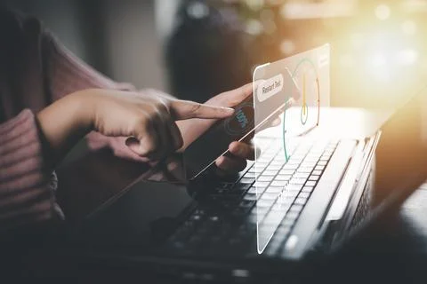 Fast internet connection with Metaverse technology concept, Hand holding smar Stock Photos
