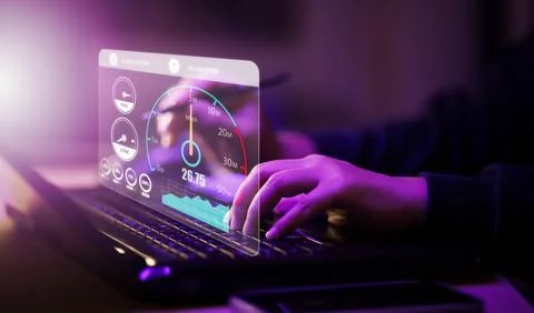 Fast internet connection with Metaverse technology concept, Hand holding smar Stock Photos