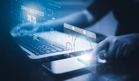 Fast internet connection with Metaverse technology concept, Hand holding smar Stock Photos