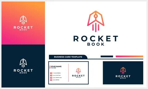 Fast learning with book and rocket icon logo concept with business card templ Stock Illustration