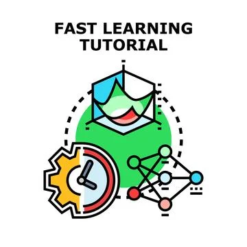 Fast learning tutorial concept representing data and ai processing Stock Illustration