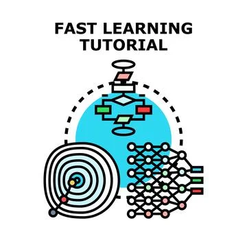 Fast learning tutorial concept vector development illustration Stock Illustration